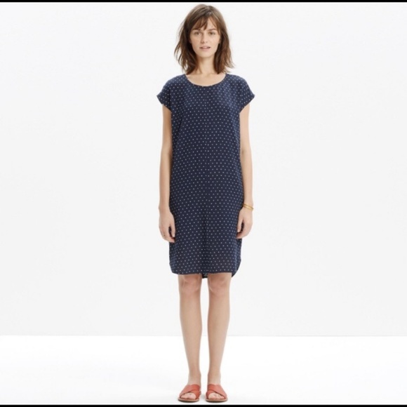 Madewell Navy Blue Layout Tunic Dress In Dot S/M - Picture 3 of 7